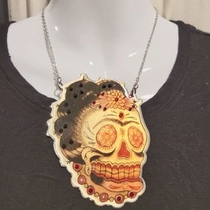 Vintage 90's N2 sugar skull necklace
